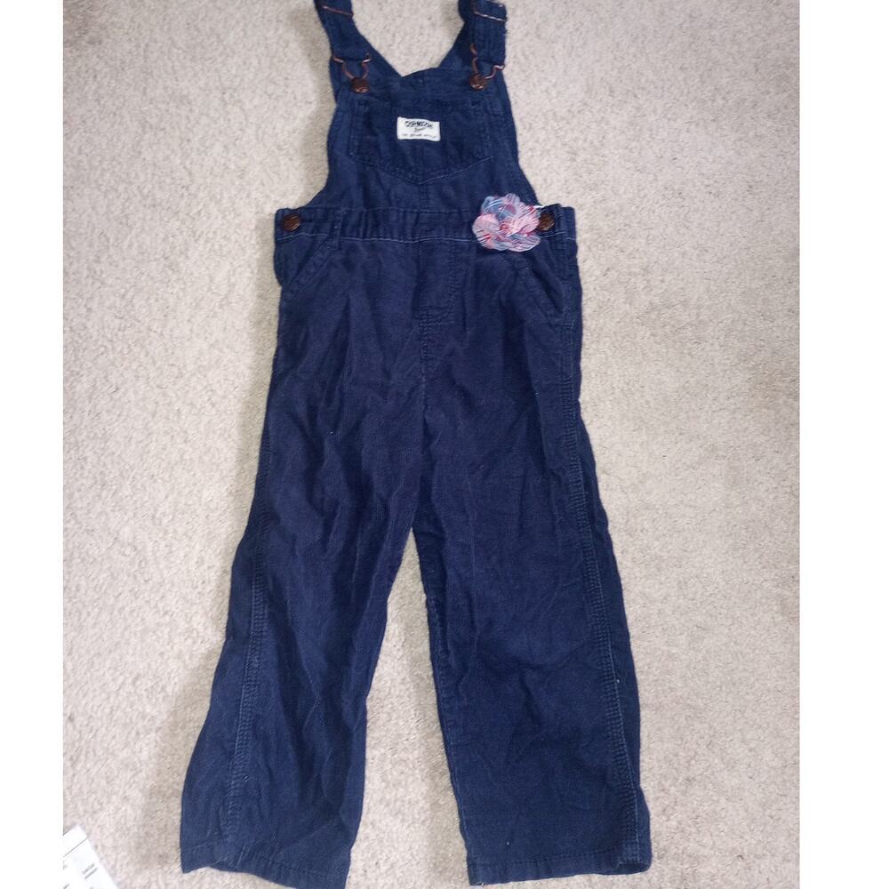 Toddler Oshkosh Corduroy Overalls‎ Navy Flower 2T